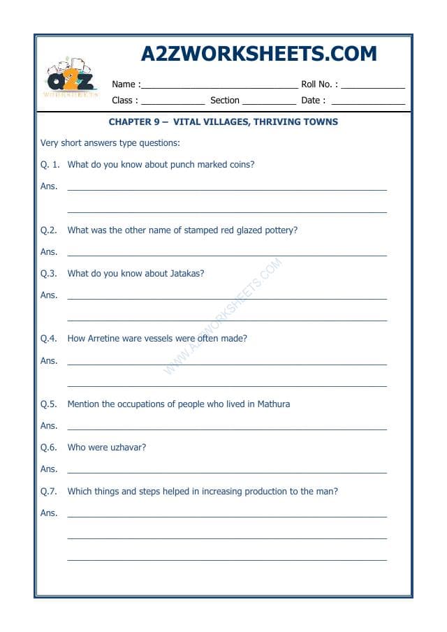 A2ZWorksheets:General Awareness-Our History and Heritage-Vital Villages, Thriving Towns-04