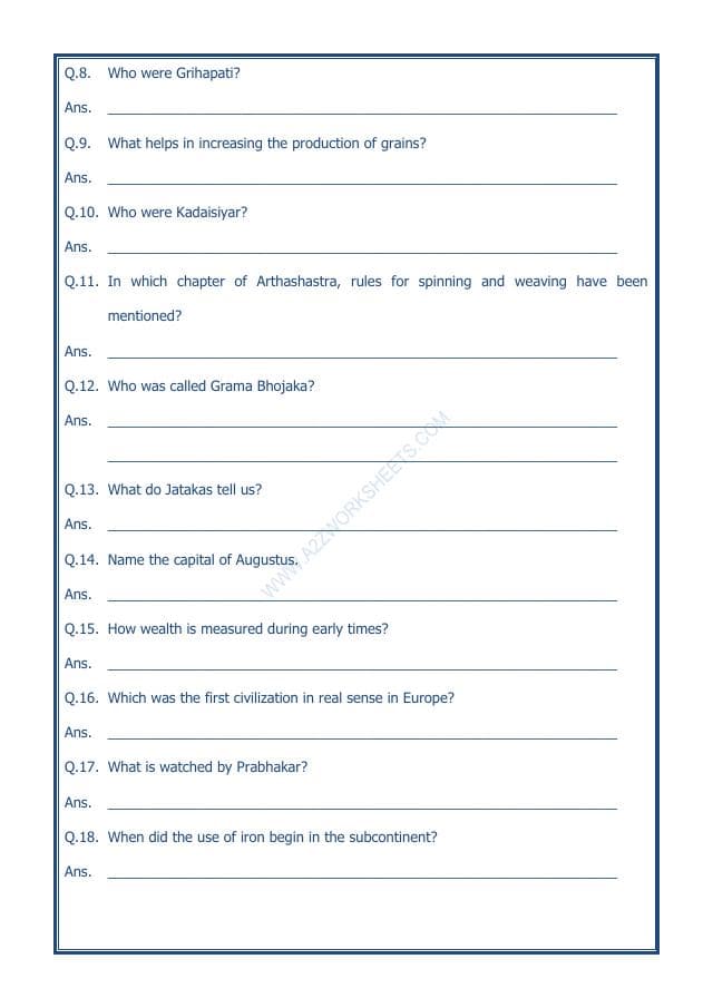 A2ZWorksheets:General Awareness-Our History and Heritage-Vital Villages, Thriving Towns-04