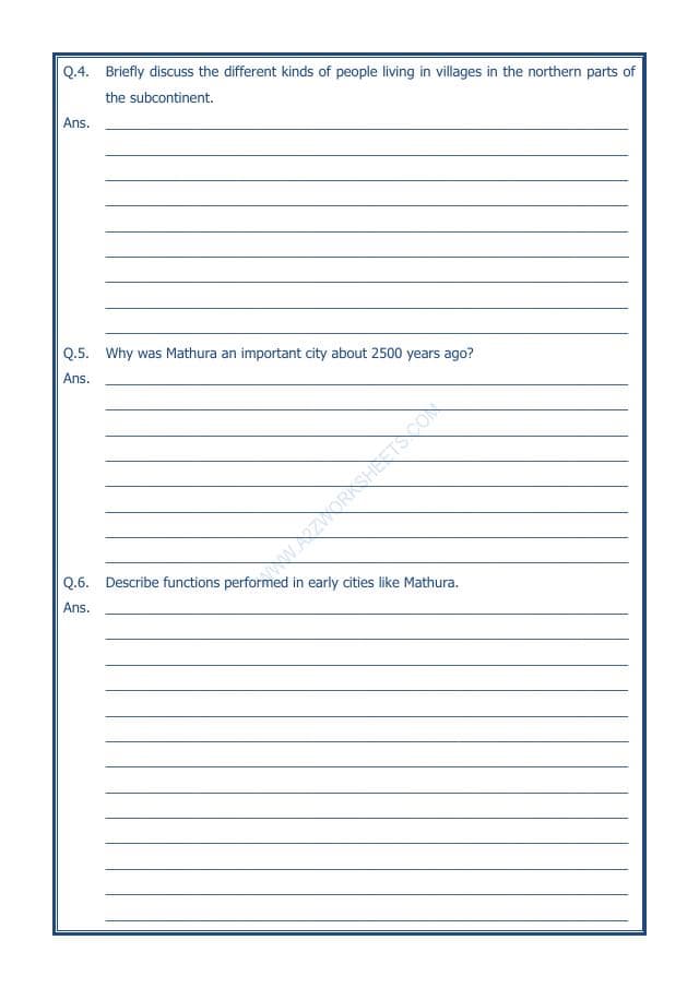 A2ZWorksheets:General Awareness-Our History and Heritage-Vital Villages, Thriving Towns-14