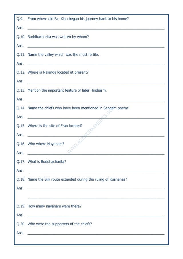 A2ZWorksheets:General Awareness-Our History and Heritage-Traders, Kings And Pilgrims-01