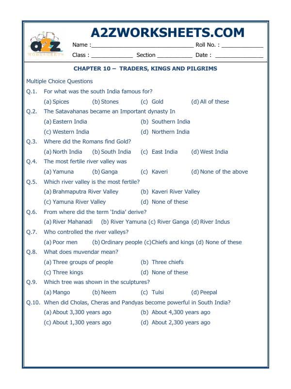 A2ZWorksheets:General Awareness-Our History and Heritage-Traders, Kings And Pilgrims-06
