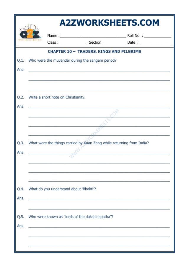 A2ZWorksheets:General Awareness-Our History and Heritage-Traders, Kings And Pilgrims-09