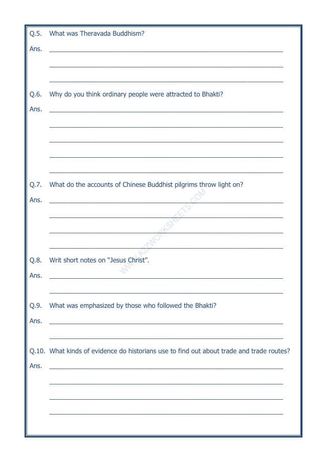 A2ZWorksheets:General Awareness-Our History and Heritage-Traders, Kings And Pilgrims-10