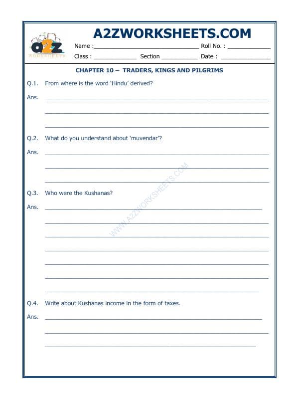 A2ZWorksheets:General Awareness-Our History and Heritage-Traders, Kings And Pilgrims-11