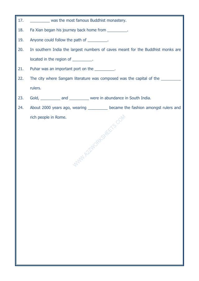 A2ZWorksheets:General Awareness-Our History and Heritage-Traders, Kings And Pilgrims-12