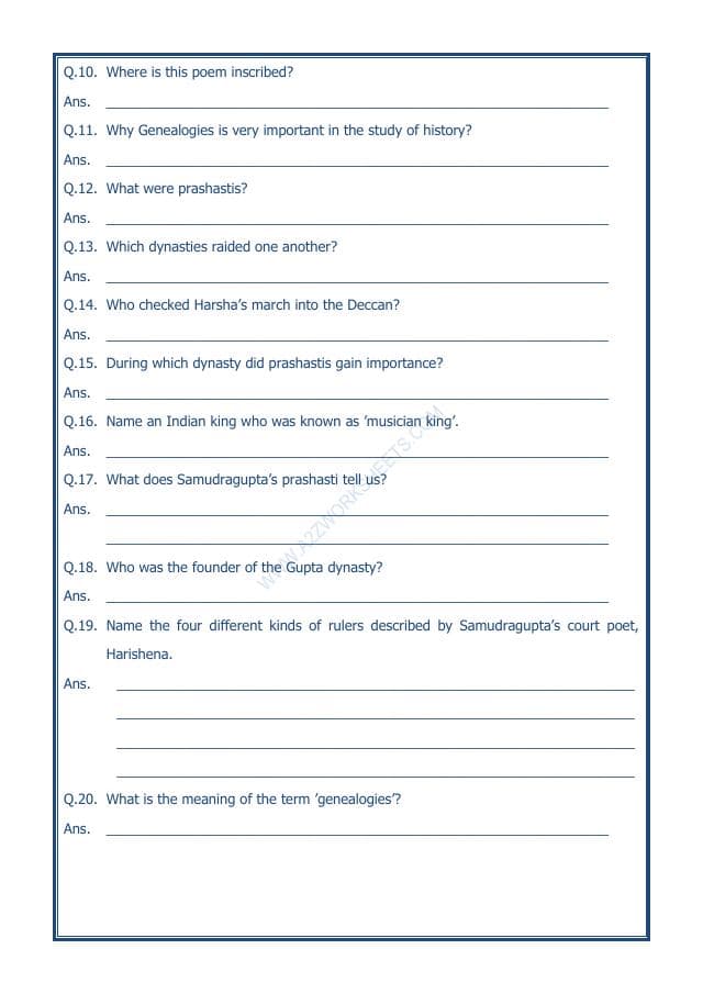 A2ZWorksheets:General Awareness-Our History and Heritage-New Empires And Kingdoms-01