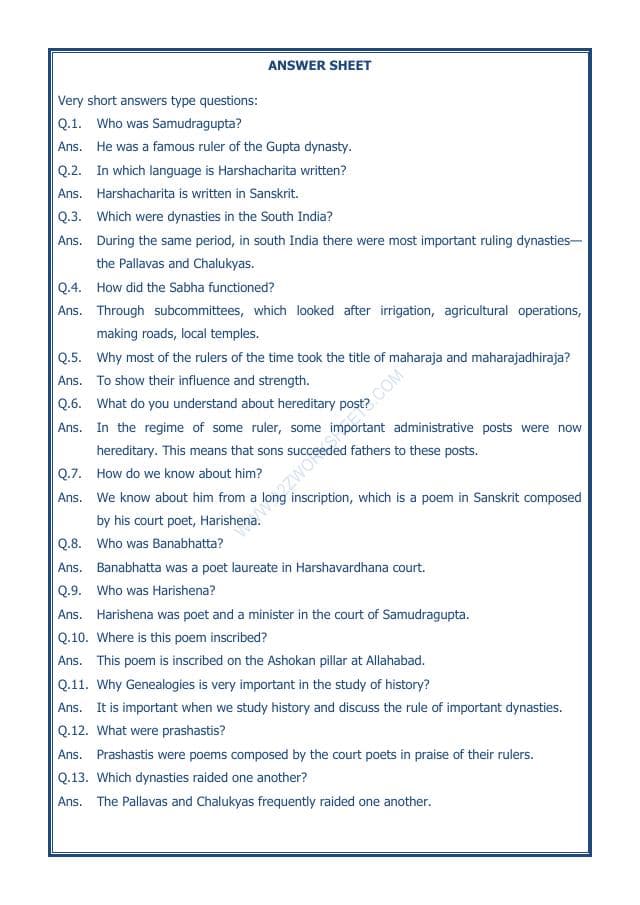 A2ZWorksheets:General Awareness-Our History and Heritage-New Empires And Kingdoms-01