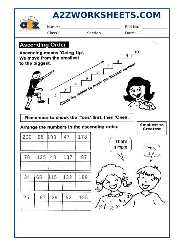 A2ZWorksheets:Maths-Numbers-Ascending Order-02
