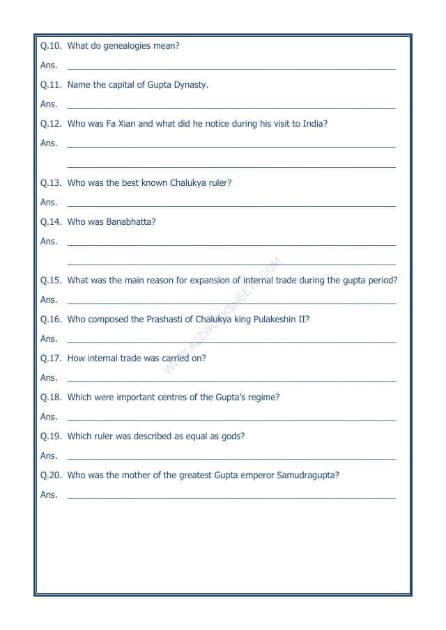 A2ZWorksheets:General Awareness-Our History and Heritage-New Empires And Kingdoms-03