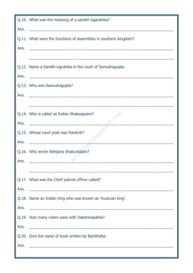 A2ZWorksheets:General Awareness-Our History and Heritage-New Empires And Kingdoms-04