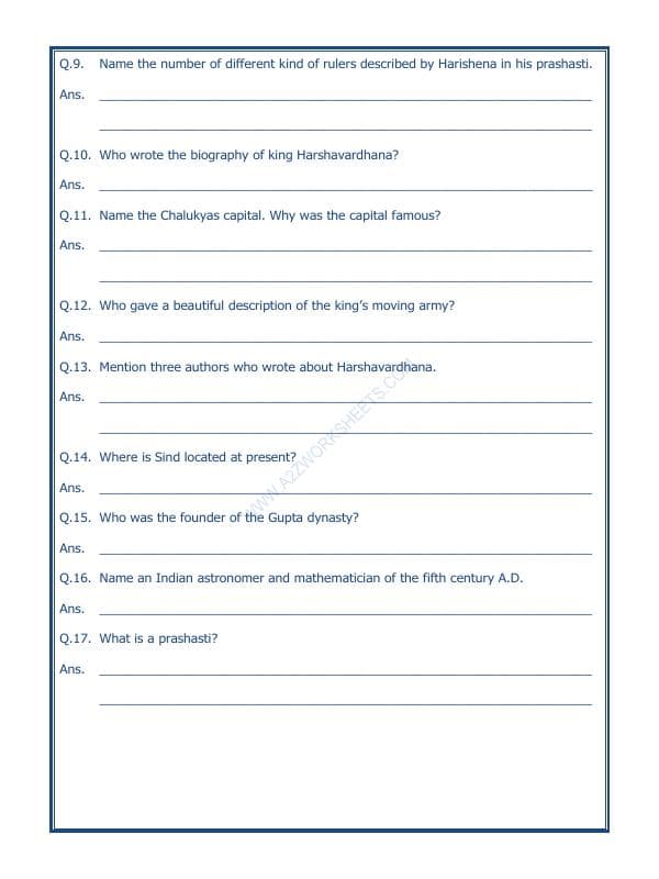 A2ZWorksheets:General Awareness-Our History and Heritage-New Empires And Kingdoms-05
