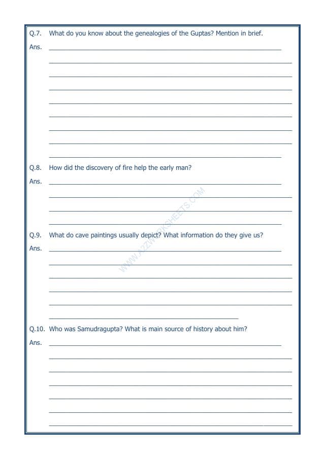 A2ZWorksheets:General Awareness-Our History and Heritage-New Empires And Kingdoms-10