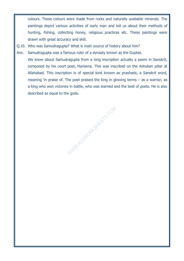 A2ZWorksheets:General Awareness-Our History and Heritage-New Empires And Kingdoms-10