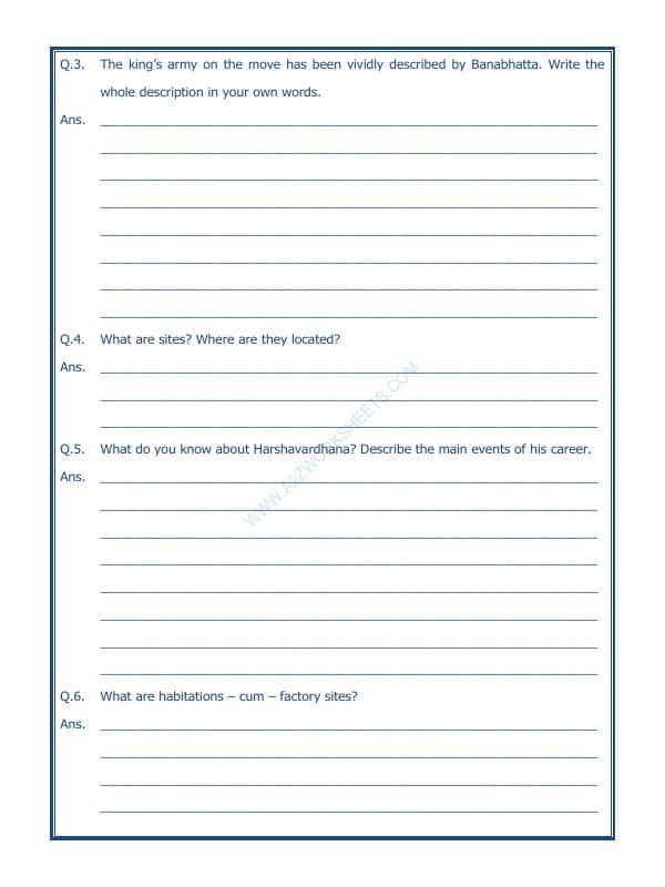 A2ZWorksheets:General Awareness-Our History and Heritage-New Empires And Kingdoms-11