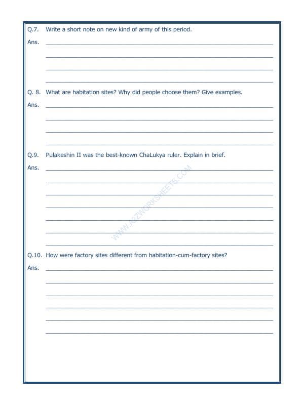 A2ZWorksheets:General Awareness-Our History and Heritage-New Empires And Kingdoms-11