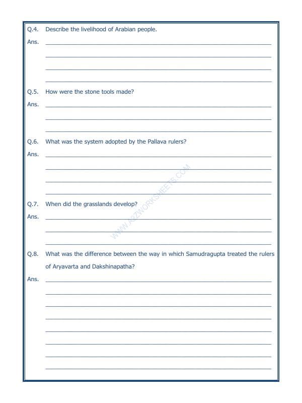 A2ZWorksheets:General Awareness-Our History and Heritage-New Empires And Kingdoms-12