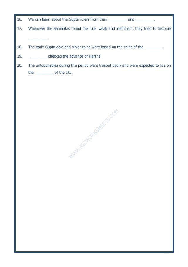 A2ZWorksheets:General Awareness-Our History and Heritage-New Empires And Kingdoms-13