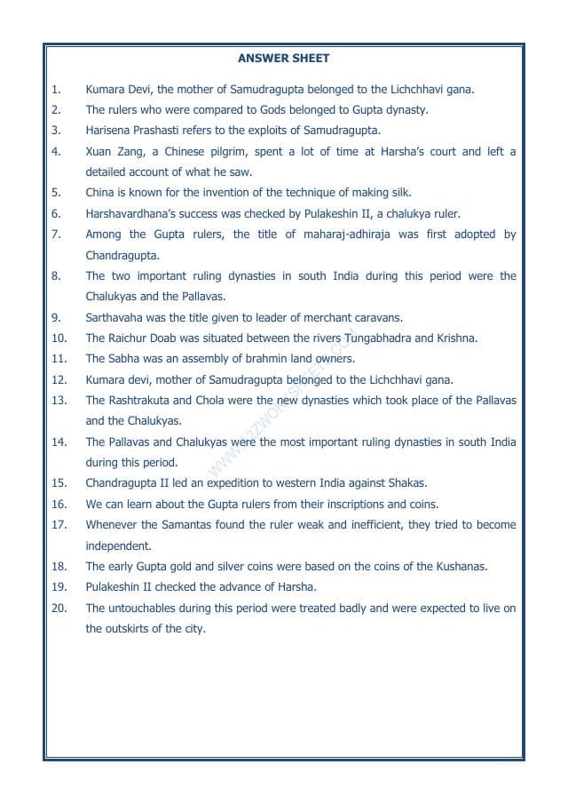 A2ZWorksheets:General Awareness-Our History and Heritage-New Empires And Kingdoms-13