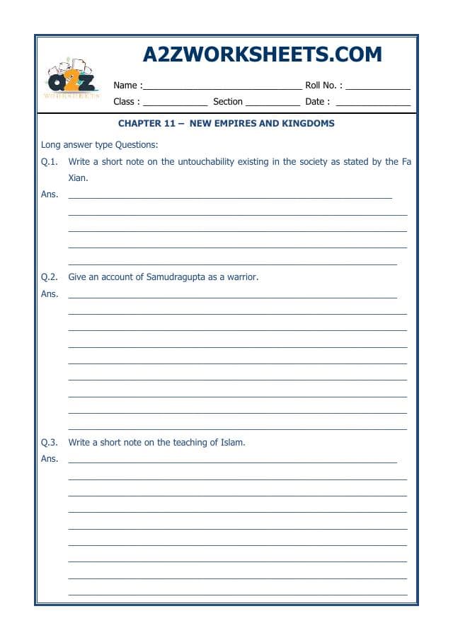 A2ZWorksheets:General Awareness-Our History and Heritage-New Empires And Kingdoms-15