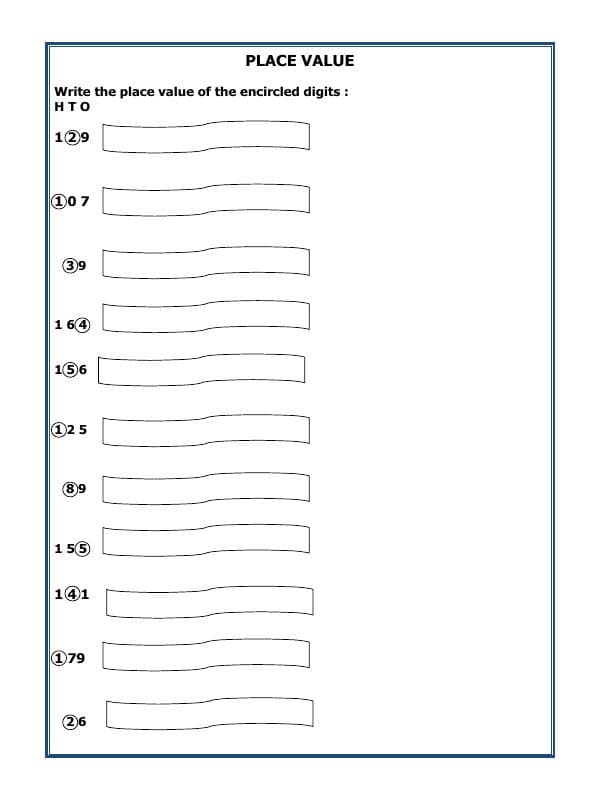 A2ZWorksheets:Maths-Place Value-Place Value