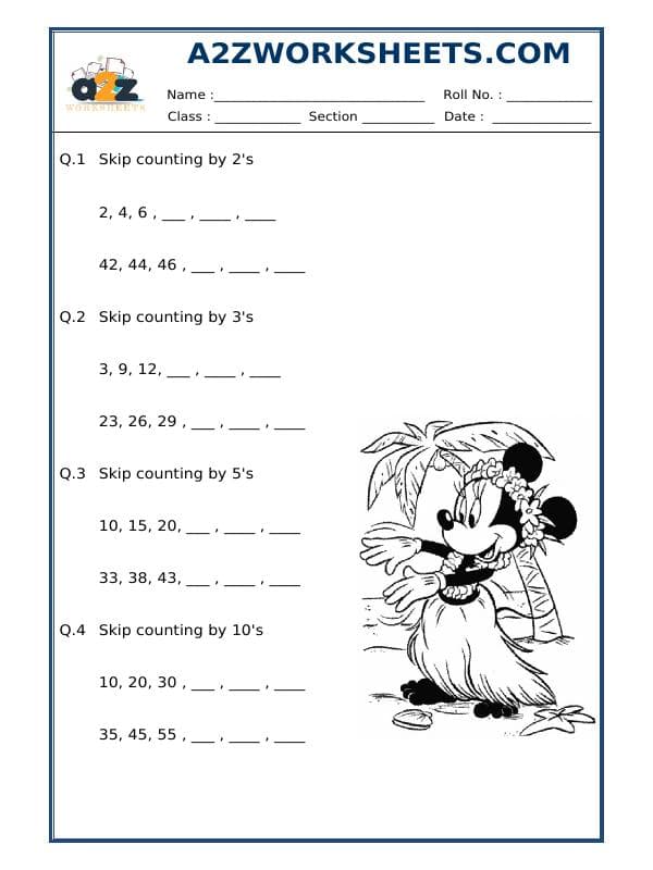 A2ZWorksheets:Maths-Numbers-Skip Counting