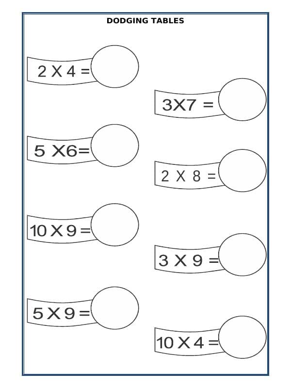 A2ZWorksheets:Maths-Multiplication-Dodging Tables