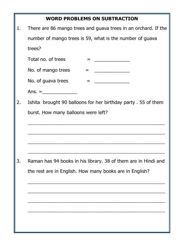 A2ZWorksheets:Maths-Subtraction-Subtraction (Word Problems)