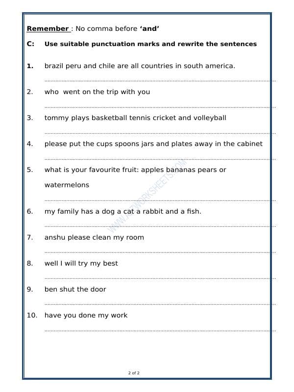 A2ZWorksheets:English-Grammar-Punctuation