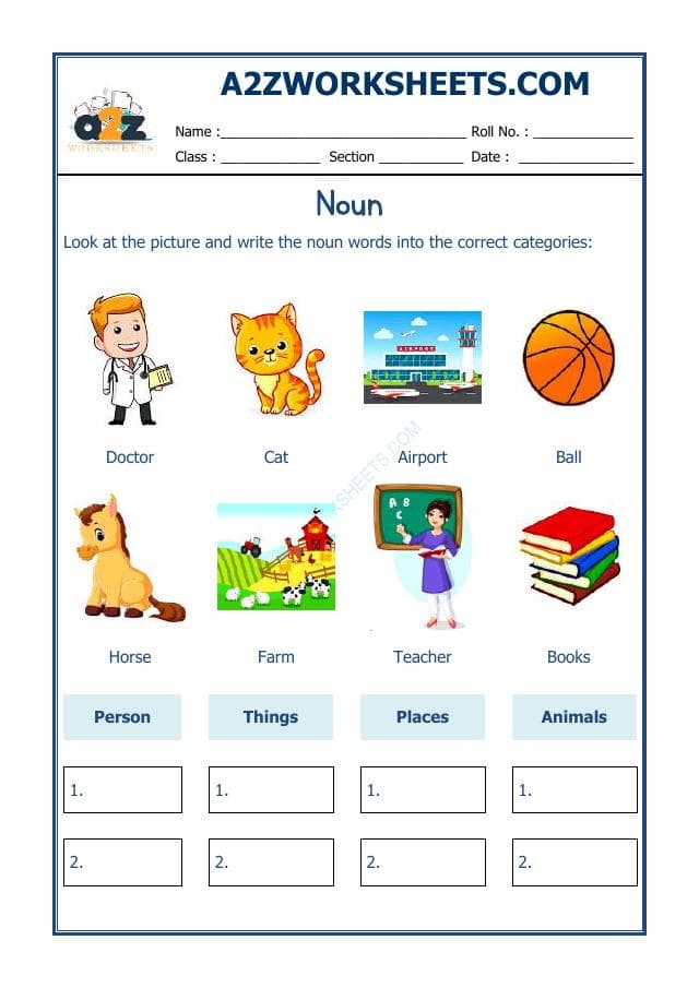 A2ZWorksheets:English-Grammar-English Noun Worksheet-01
