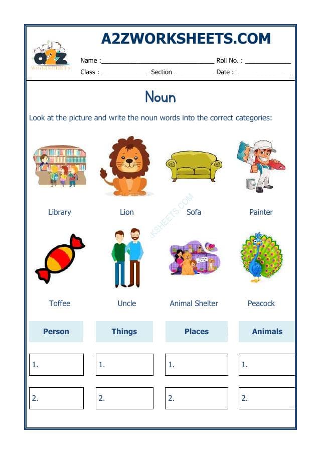 A2ZWorksheets:English-Grammar-English Noun Worksheet-10