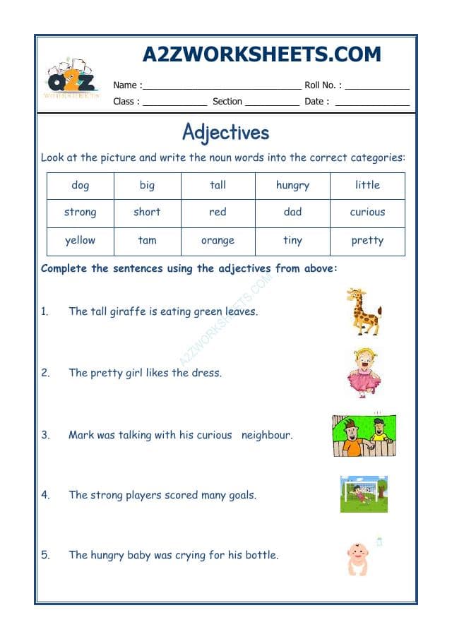 A2ZWorksheets:English-Grammar-English Adjectives Worksheet-04