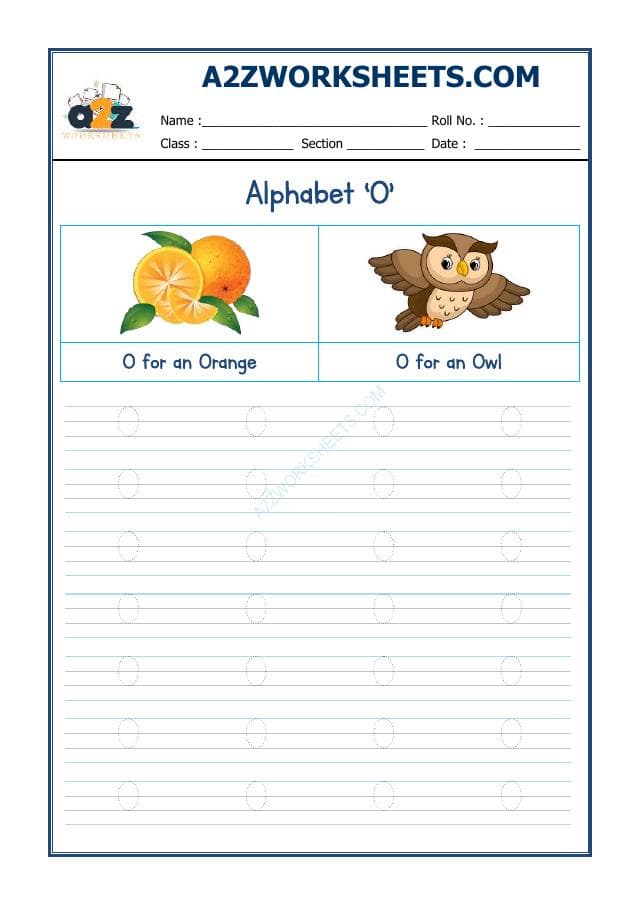 A2ZWorksheets:English-Writing-English Alphabet 'O'