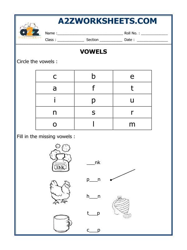 A2ZWorksheets:English-Grammar-Vowels