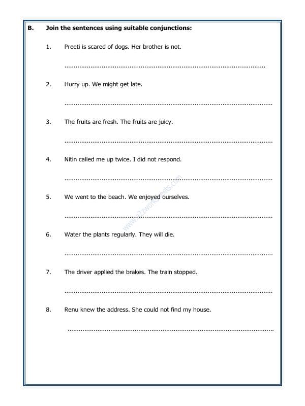 A2ZWorksheets:English-Grammar-Let's Practice Conjunctions-01