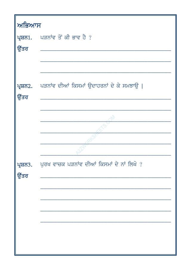 A2ZWorksheets:Language-Punjabi-Punjab Grammar-Padnav-01