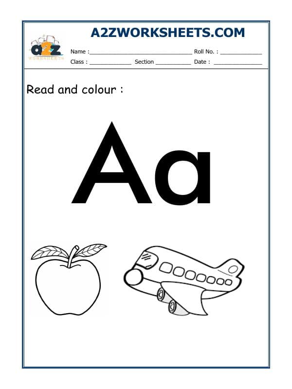 A2ZWorksheets:English-Alphabets-Recognition Of A