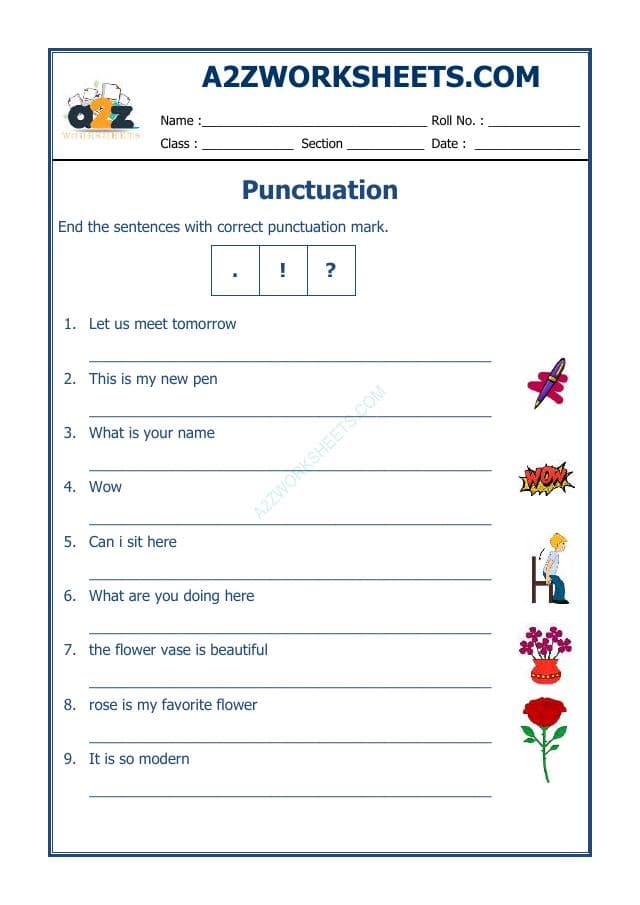 A2ZWorksheets:English-Grammar-English Punctuation Worksheet-01