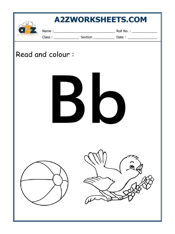 A2ZWorksheets:English-Alphabets-Recognition Of B