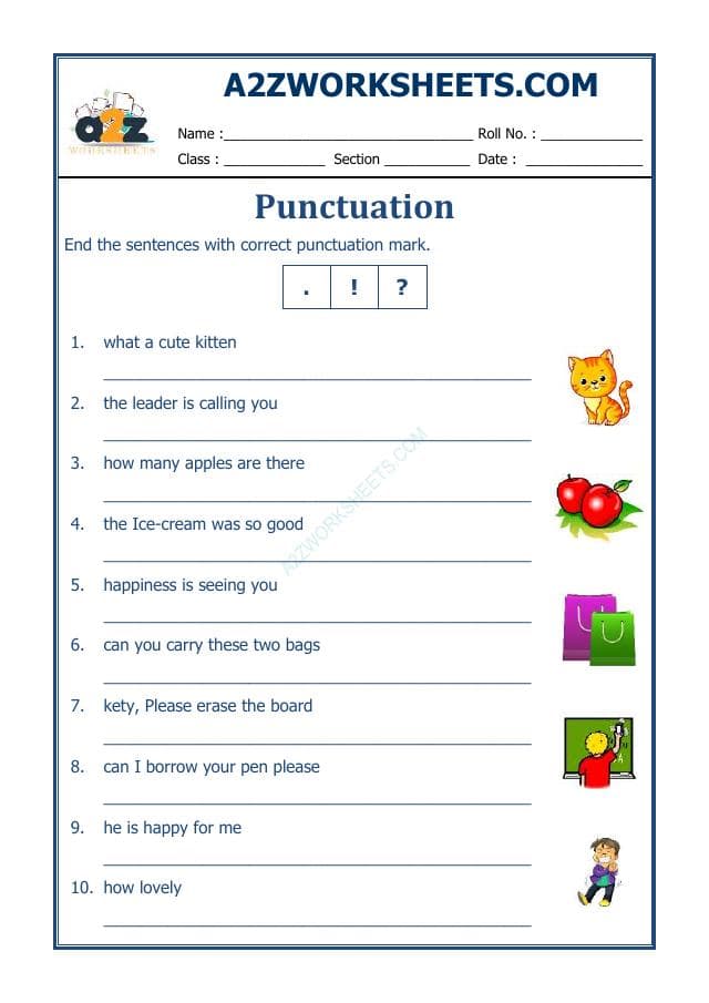 A2ZWorksheets:English-Grammar-English Punctuation Worksheet-01
