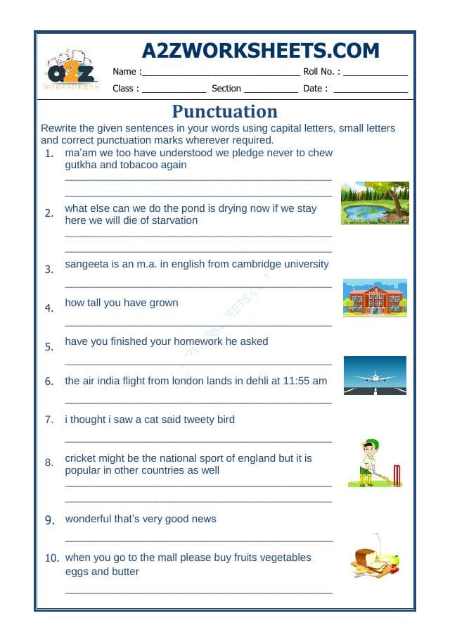 A2ZWorksheets:English-Grammar-English Punctuation Worksheet-03