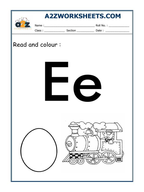A2ZWorksheets:English-Alphabets-Recognition Of E