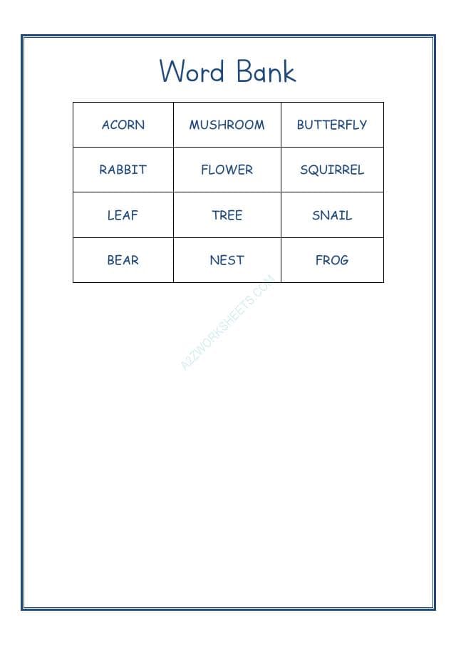 A2ZWorksheets:English-Reading-Cross Words-Forest