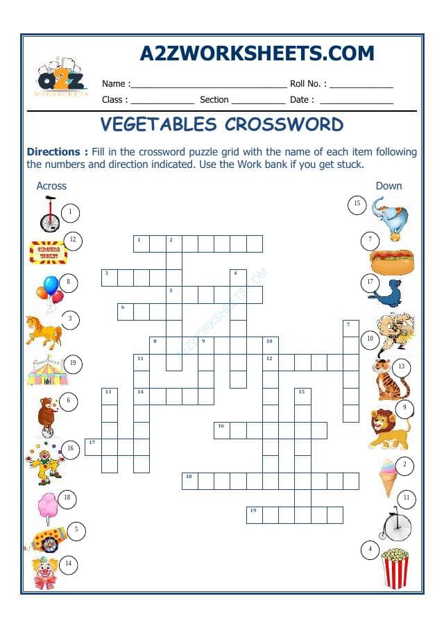 A2ZWorksheets:English-Reading-Cross Words - Circus