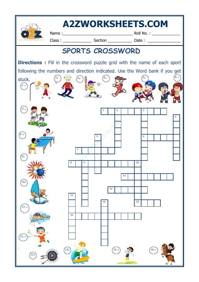 A2ZWorksheets:English-Reading-Cross Words-Sports