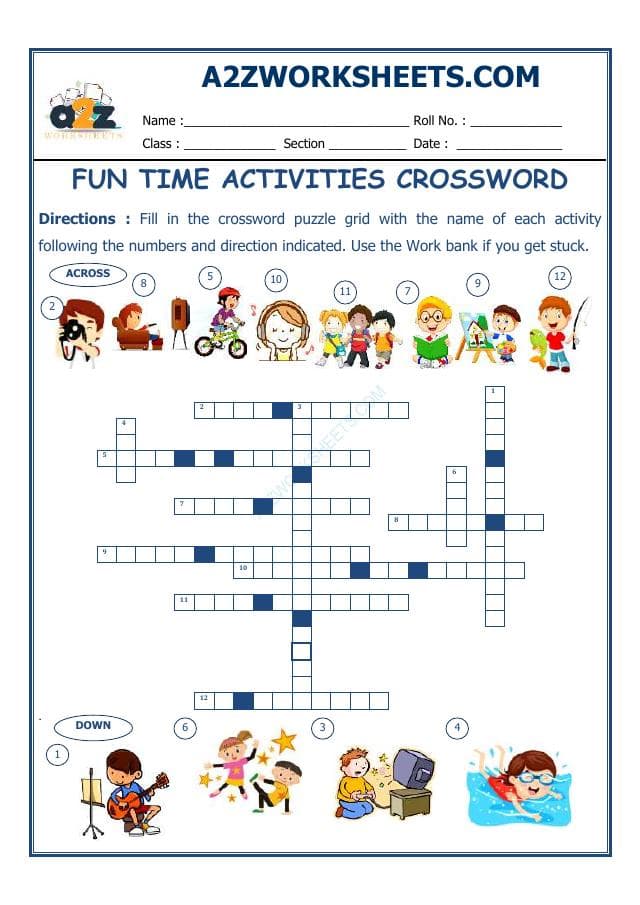 A2ZWorksheets:English-Reading-Cross Words-Fun Time Activities