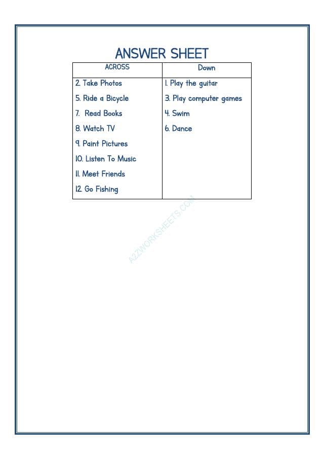 A2ZWorksheets:English-Reading-Cross Words-Fun Time Activities