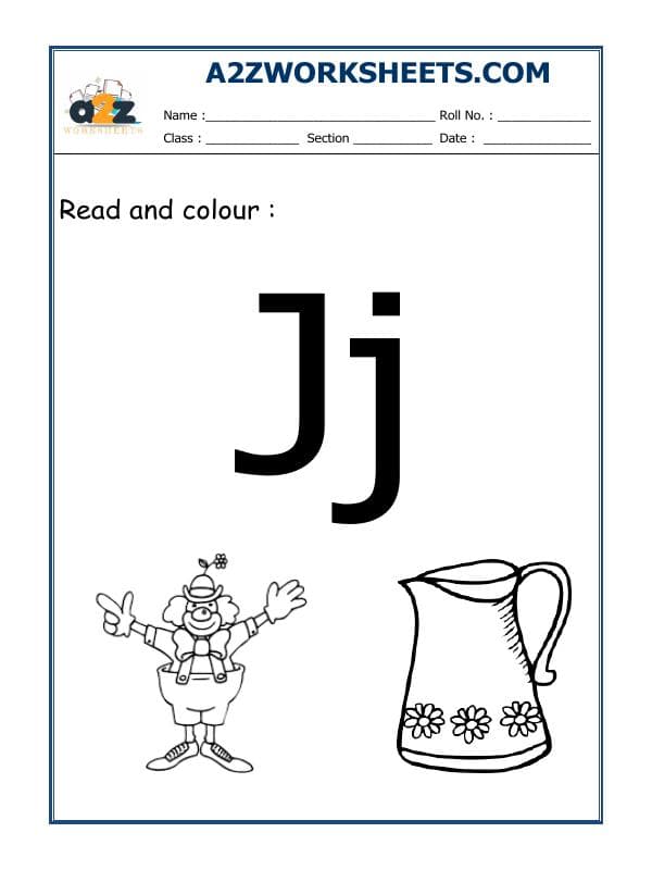 A2ZWorksheets:English-Alphabets-Recognition Of J