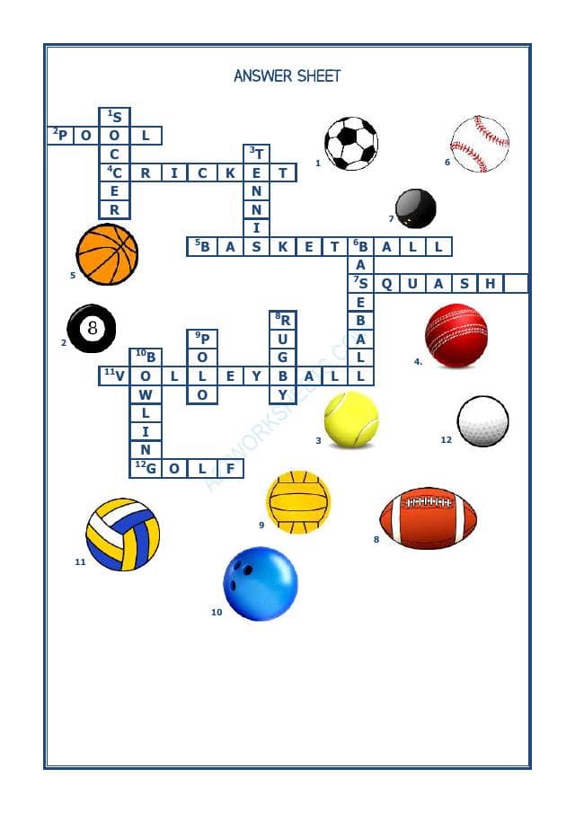 A2ZWorksheets:English-Reading-Crossword -Name That Game
