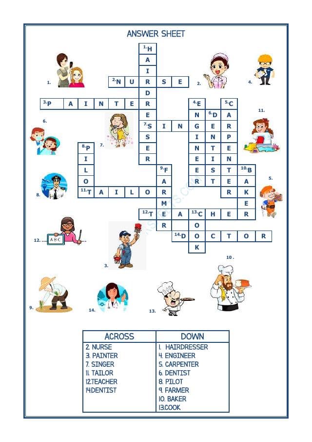 A2ZWorksheets:English-Reading-Crossword -Occupations