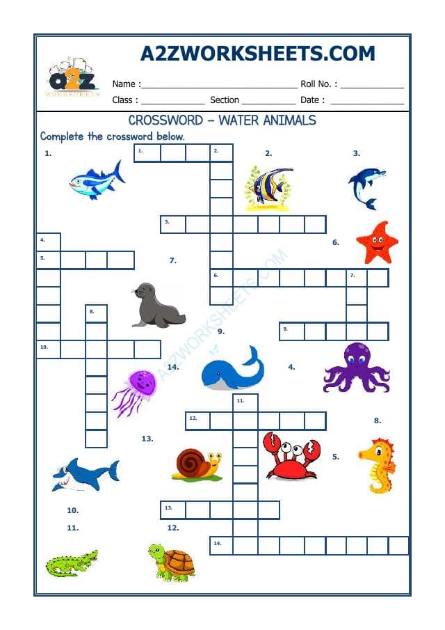 Crossword -Water Animals